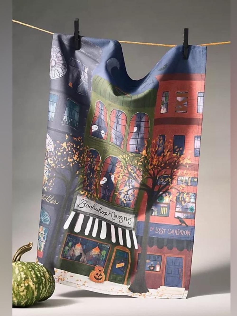 Anthropologie Spooky Bookstore Dish Towel